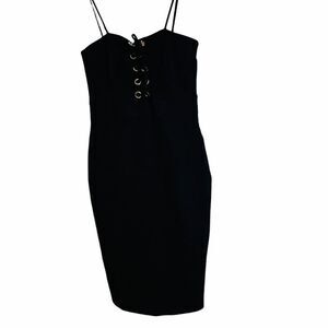 NWOT ANGL Style Rack Black Tie Front Bodycon Dress Small